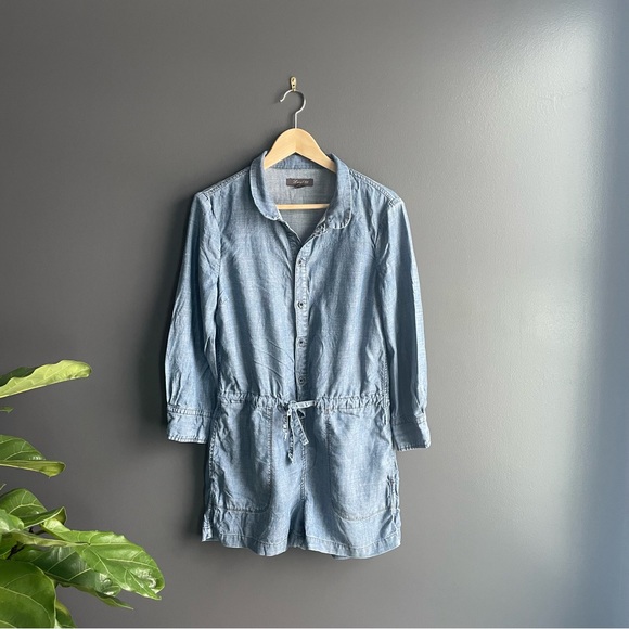 Anthropologie Pants - Anthropologie Level 99 Denim Lined Cotton Jean Romper Size Small